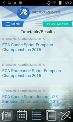 Europe Canoe Events android App screenshot 1